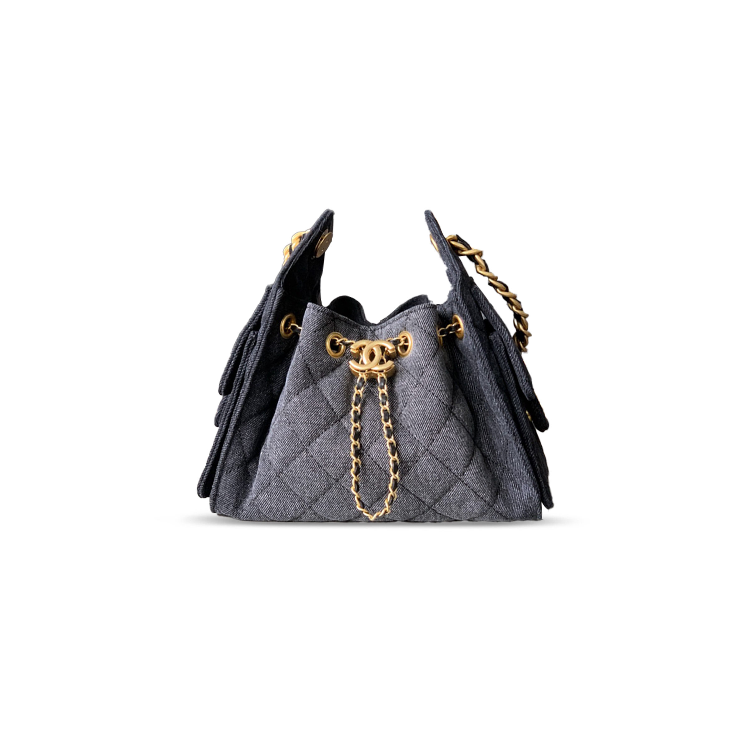 Ch*el 25 mini hobo bag black denim as5631(22*20*12.5cm)
